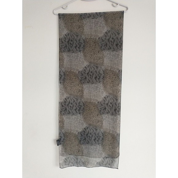 Cejon Acessories Inc Scarf 100%Silk Brown Animal Print Geometr Rectangle MobWife - Picture 1 of 4